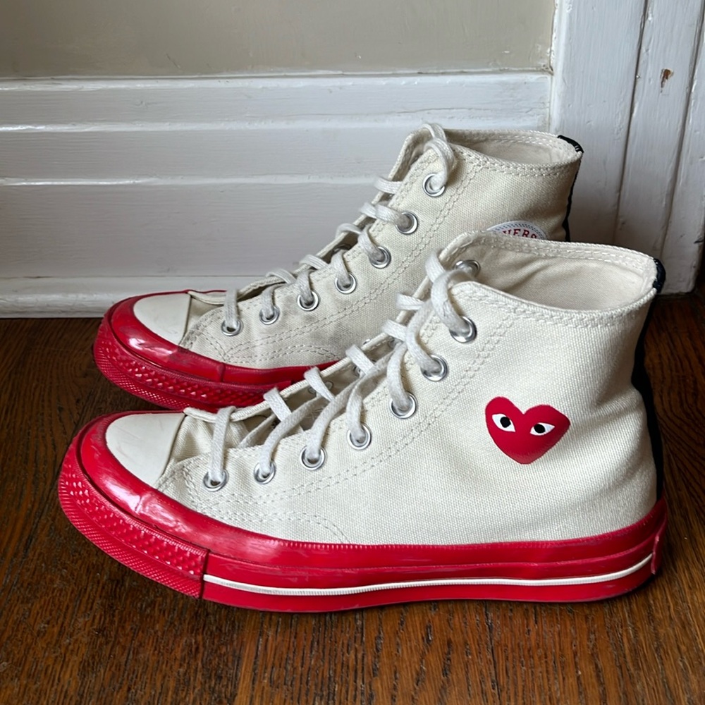 Converse Chuck 70 Comme Garcons PLAY Shoe Canvas White Red. Lightly worn.